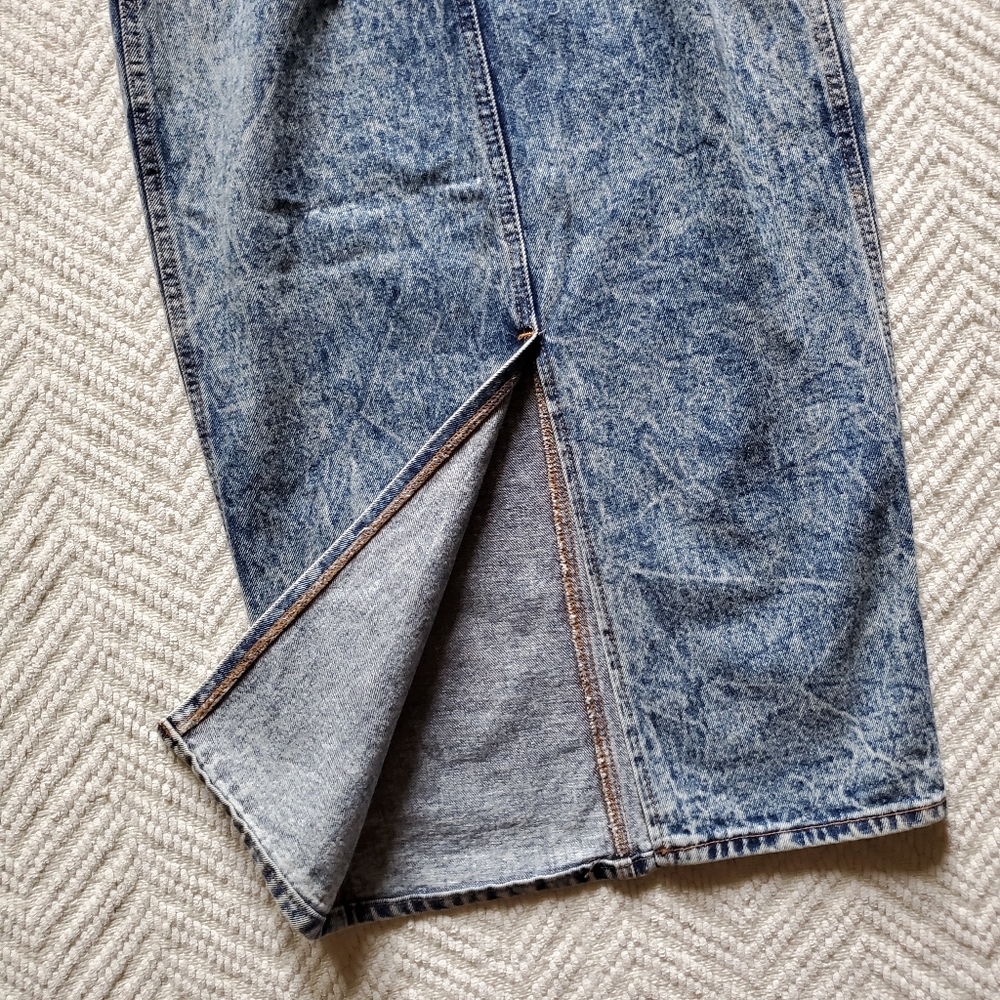 80s vintage Zena highrise acid wash denim pencil skirt - Picture 5 of 9